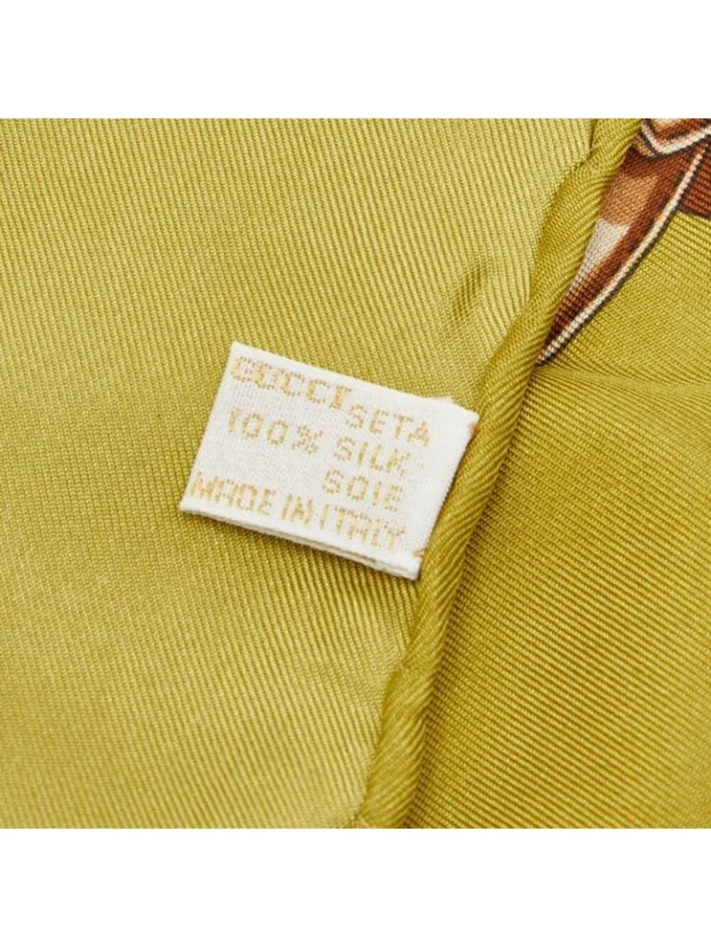 Gucci Belt Chain Motif Scarf Khaki Green Multicolor Silk - Picture 3 of 4